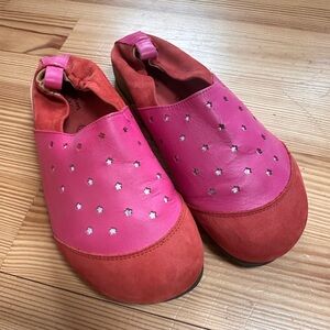 Pink and Red Slip-On Shoes with Star Cutouts